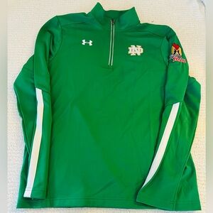 Notre Dame Adidas Green Half-Zip Pullover with White Stripes NWT